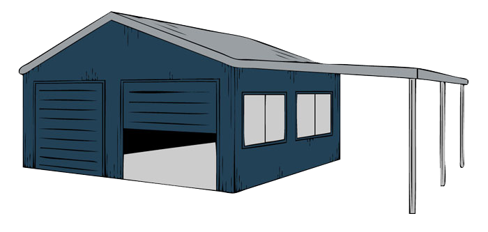 Double Garage Single Awning Carport Roller Doors